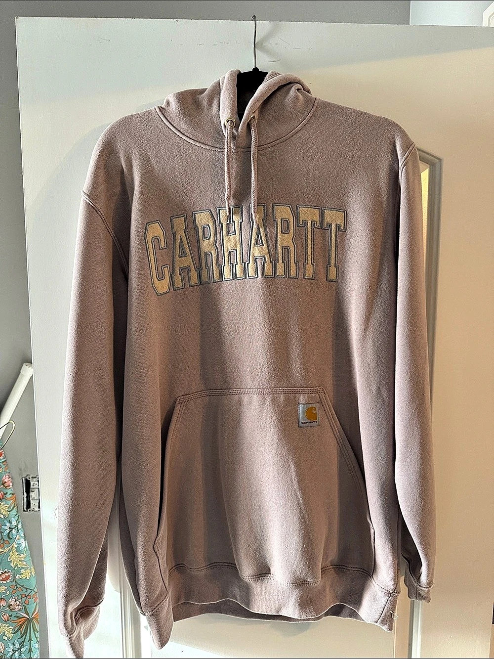 Carhartt Loose Fit Midweight Logo Graphic Sweatshirt Logo Hoodie Pink Size